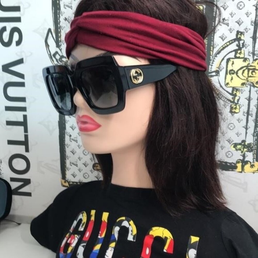 New Authentic Gucci GG0053SN 001 Black Oversize Square Sunglasses